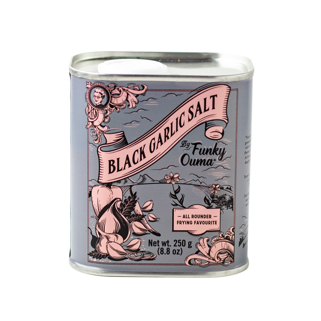 Funky Ouma - Black Garlic Salt Tin 250g