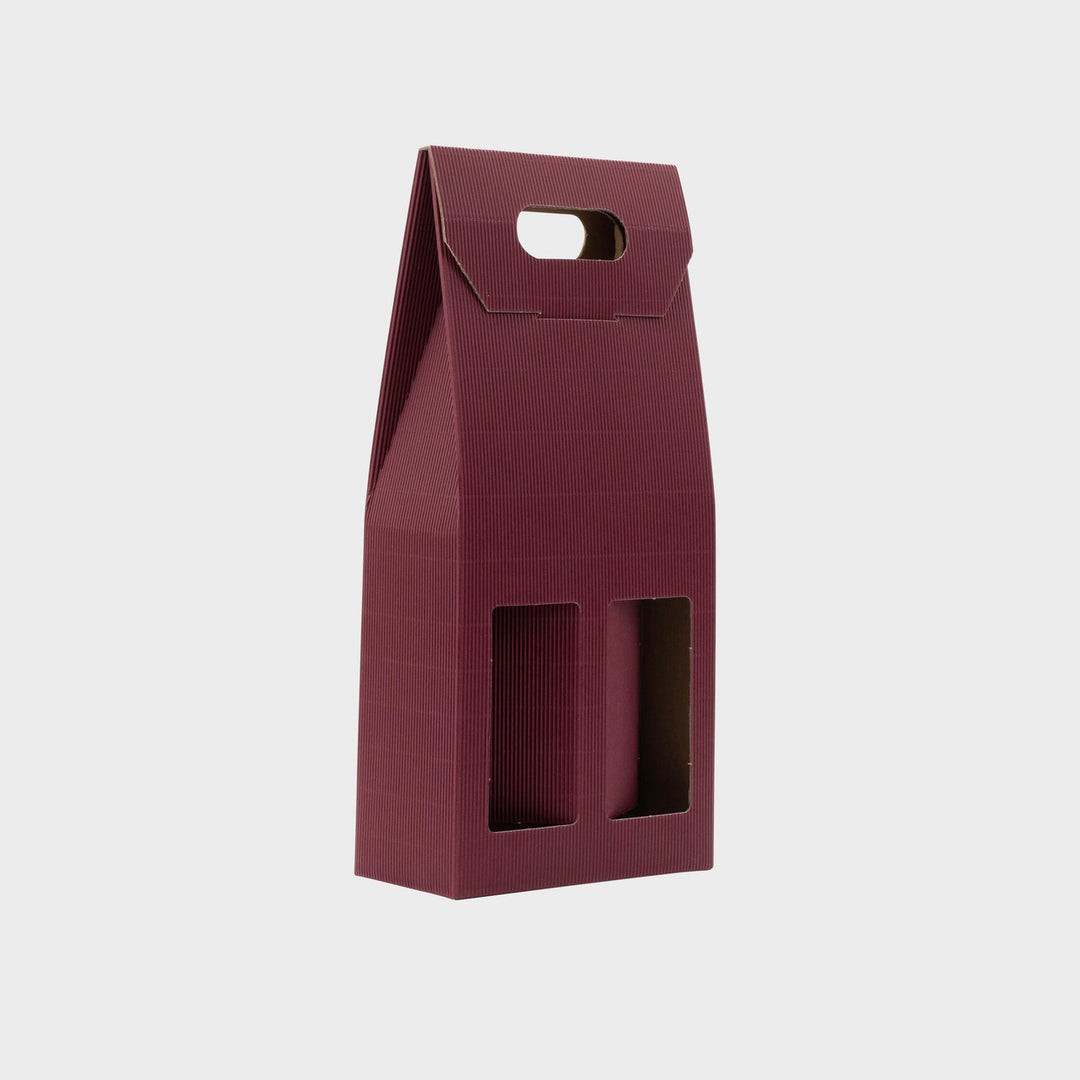 2 bottle fluted hamper box with window